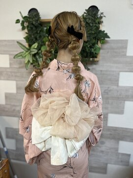 ロカット サロン(Roquat Salon) ツインあみおろし浴衣着付け【ヘアアレンジ/立川/立川/浴衣】