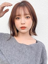 こなれミディ前髪レイヤーロングイメチェングレーベージュ