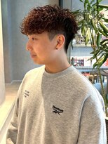 メンズサロン ブロック(Men's Salon bloc)&nbsp;ツイストスパイラルパーマ ツーブロック ブラウン マッシュ 束感