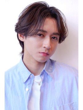 ハバナ 渋谷(HAVANA) メンズ波巻きセンターパート韓国風黒髪ツーブロックマッシュ