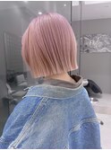 【iLi×Ryong】ピンクベージュ/切りっぱなしボブ
