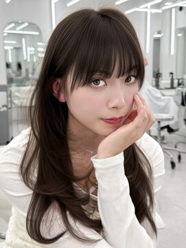 アマトウキョウ アユンチェ(AMA TOKYO×AYUNCHE) 顔周り　前髪　 レイヤーカット　韓国ヘア　透明感カラー