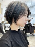 【３０代４０代５０代】大人女性クールショートボブ/前髪なし