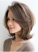 ボブレイヤー×白髪ぼかしカラー30代40代50代60代