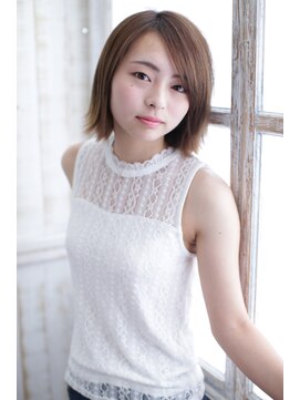 ソワン ドゥ ブレス 立花店(soin de brace) 小顔外はねボブ/ココアベージュ/大人ガーリー/似合わせカット