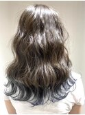 ネイビーグラデーション×ラフウェーブ