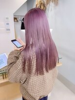 シェーン 仙台駅広瀬通店(schon)&nbsp;【schon】ピンク×ホワイト×前髪×イヤリングカラー