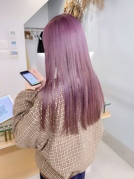 シェーン 仙台駅広瀬通店(schon) 【schon】ピンク×ホワイト×前髪×イヤリングカラー