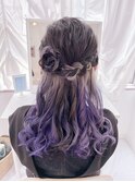 編み込みフルールハーフアップ