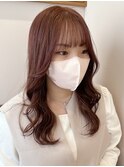 ★ピンクベージュ/ブリーチカラー/顔まわり/ぱっつん前髪★