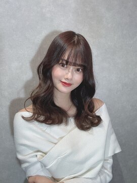 アンプル 天神店 韓国風 ナチュラルブラウン ミディアムヘア ワンホンヘア