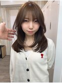 丸型卵形四角逆三角切りっぱなしボブエアリーロング美髪ブラウン