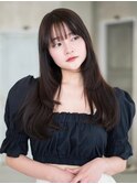 ミディアムレイヤー/大人可愛い/髪質改善/シースルーバング