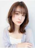20代30代40代韓国風くびれミディアムヘア×透明感ココアブラウン