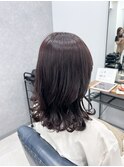 艶ラベンダーブラウンゆるふわミディ