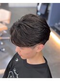 フェザーパーマニュアンスパーマセンターパート曲がる縮毛矯正