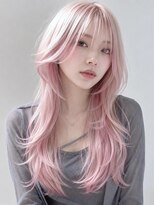 ベル 新宿(Belle)&nbsp;ロングウルフカットハッシュカットピンクカラーホワイトピンク