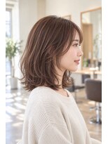 ネイヴスヘアー 香椎照葉店(Neivs Hair)&nbsp;顔周りレイヤーミディ×透明感ブラウン