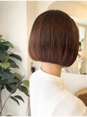 ミニボブ簡単スタイリング赤みを出さない明るい白髪染め梅ヶ丘