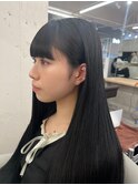13587黒髪グレージュ髪質改善レイヤーワンカール韓国ストレート