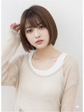 アース 大曽根店(HAIR&MAKE EARTH) earthショートレイヤーボブミルクティー丸みショートボブ