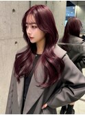 ワインレッド×韓国ヘア