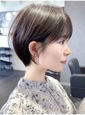 【30代/40代/50代】コンパクトショート/グレージュ/暗髪/小顔