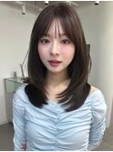 顔周りレイヤーカットくびれヘアミルクティーベージュカラー韓国