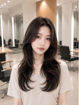 ネオリーブウリ 二子玉川店(Neolive uri) ミディアムヘア暗めカラーデザインカラーフェイスフレーミング