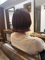 ヘアーサロン ラフリジー(Loufreasy)&nbsp;バッサリ◎顎下3センチぱつっとボブ×暗めピンクカラー