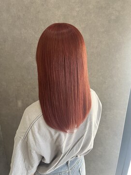 ムード タテマチ(mood tatemachi) ピンクオレンジ　ミディアムボブ