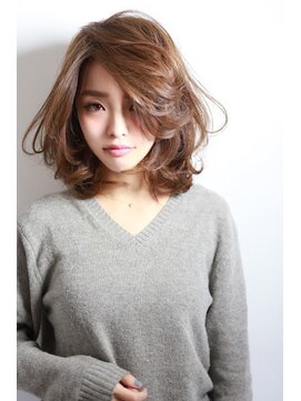 アディクト イースト 東陽町東口(addict EAST) 丸顔OK前髪なし＿抜け感ミディアムレイヤー＿ベージュ［東陽町］