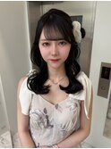 15030艶髪アッシュブラックグレージュ韓国風巻きレイヤーカット
