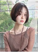大人ショート/前下がり/丸みショート/シースルーバング