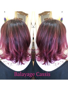 ヘアーアンドカラー プラーチェ(hair&color Plaatje) 3Dハイライト バレイヤージュ&カシス チェリーレッド