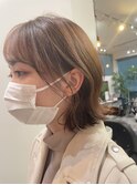 ハイトーンボブ/外ハネボブ/韓国ボブ/ベージュ
