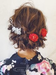 肩くらいのボブでもできる浴衣ヘアアレンジ♪花火大会 着物ヘア