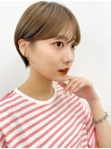 透明感ベージュカラー×束感ショート×小顔矯正立体カット