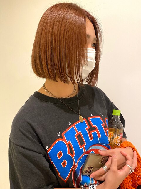 【 ito ／ 梅田 】大人っぽオレンジブラウン×前髪なしボブ