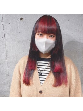 ガルボ ヘアー(garbo hair) 裾カラー10代20代インナーカラーレッドカラー