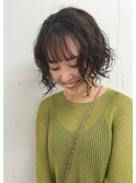 大人かわいいふんわりウェーブボブパーマくすみカラー