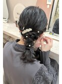 ミディアムから♪ふわふわ編みおろしヘア