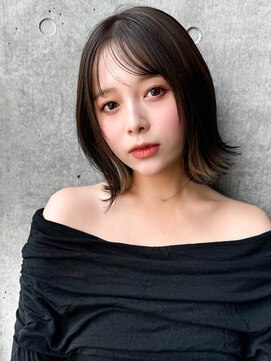 エインアンリー 表参道(AIN.ANLY.) ◯耳かけボブパーマオリーブベージュボブウェーブミディアム小顔