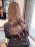 ベージュカラー/透明感カラー/ロングレイヤーカット/韓国ヘア