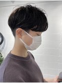 ナチュラルパーマ_刈り上げマッシュショート