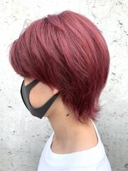 men'sウルフ×pink　red　color【レーヴ】