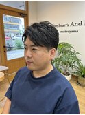 かき上げヘア七三オールバックツーブロック波巻スパイラルパーマ