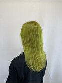 ライムグリーン　派手髪　個性カラー
