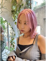 スタン 渋谷(Stam)&nbsp;ミルクティーピンクベージュレイヤーボブダブルカラーハイトーン