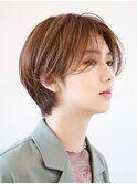ハンサムショート前髪なしショートスタイリング簡単　ハイライト